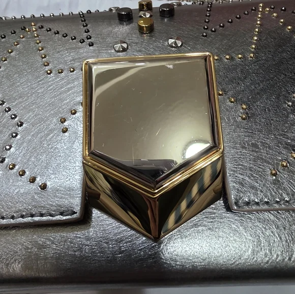 Jimmy Choo Lockett Petite Star Spazzolato Leather Silver Crossbody Bag - Picture 3 of 7